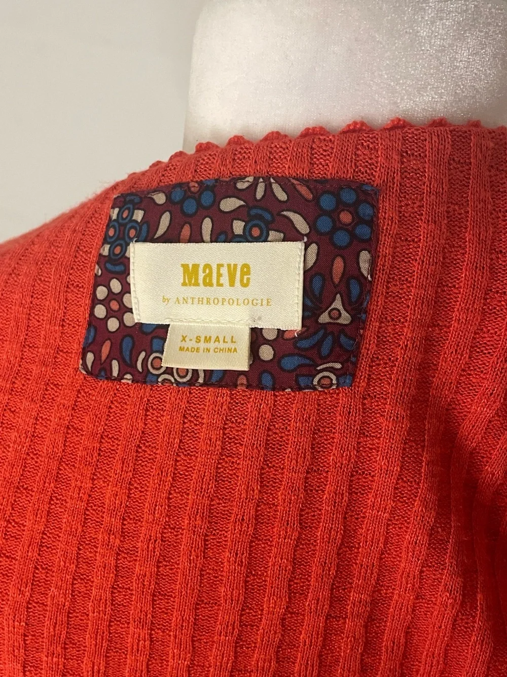 Anthropologie Red Ribbed Cowl Neck Peplum Sweater